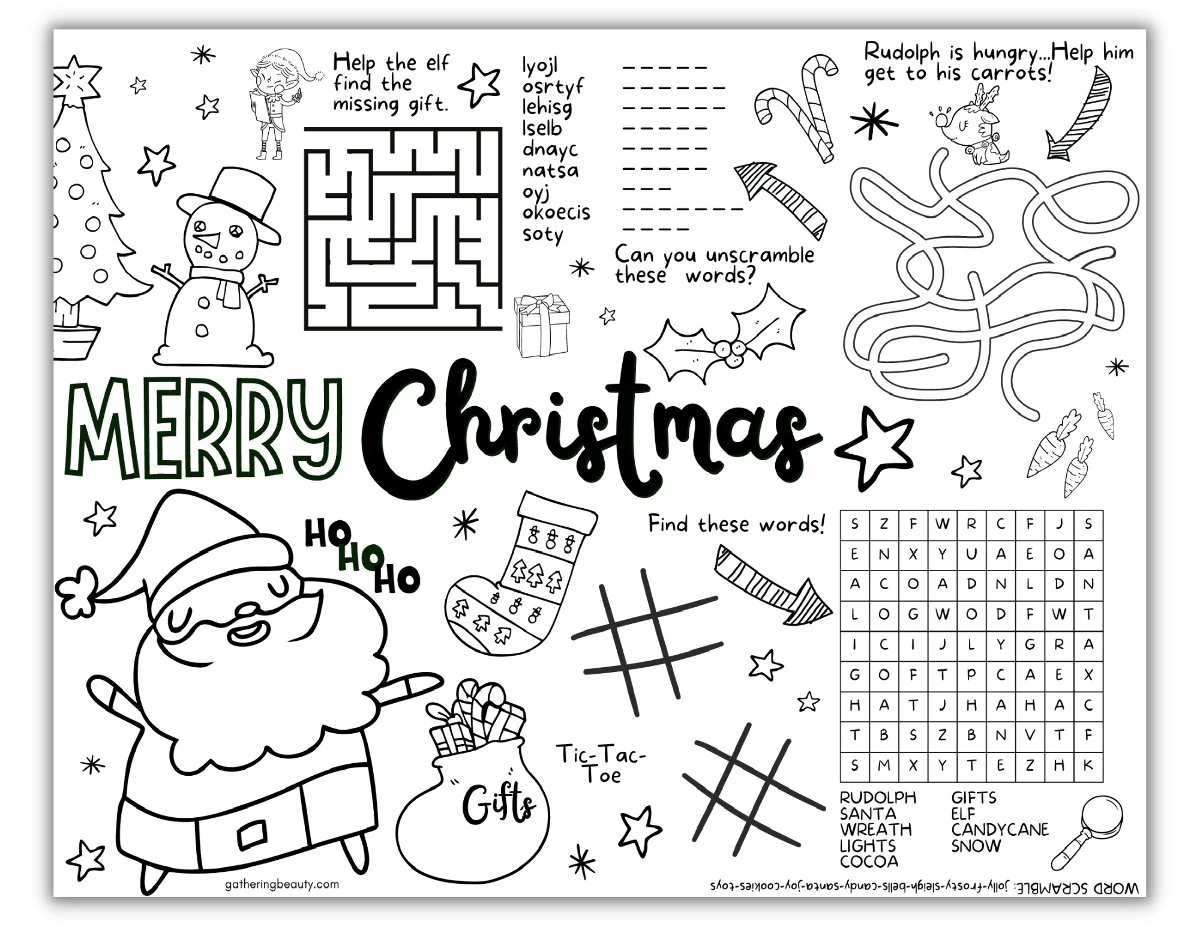 christmas coloring activities for kids - free printable